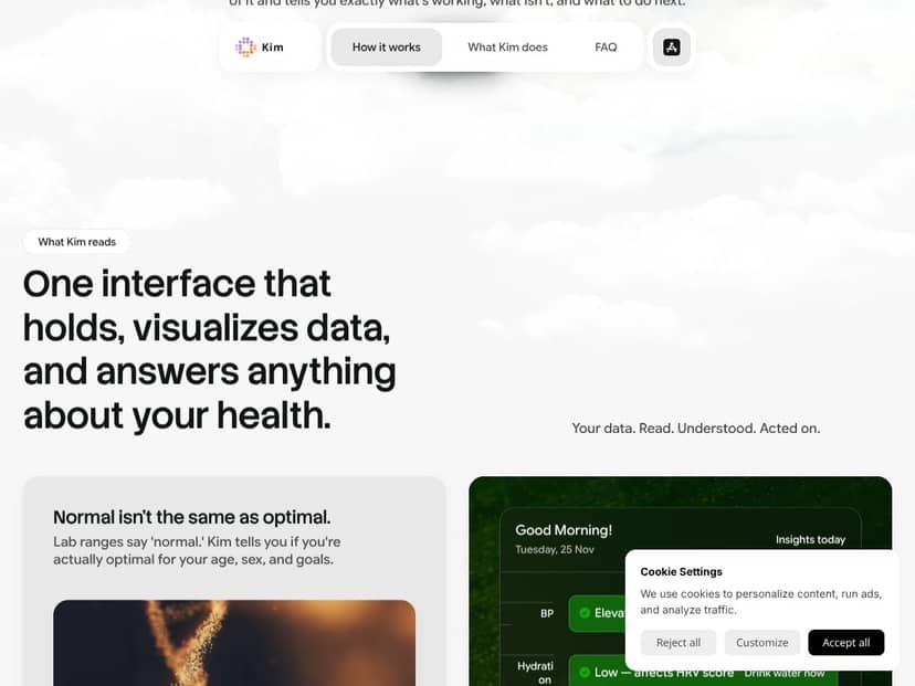 Kim Personal Health Assistant interface