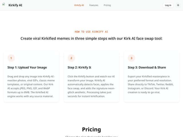 Kirkify AI interface
