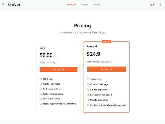 Kirkify AI interface