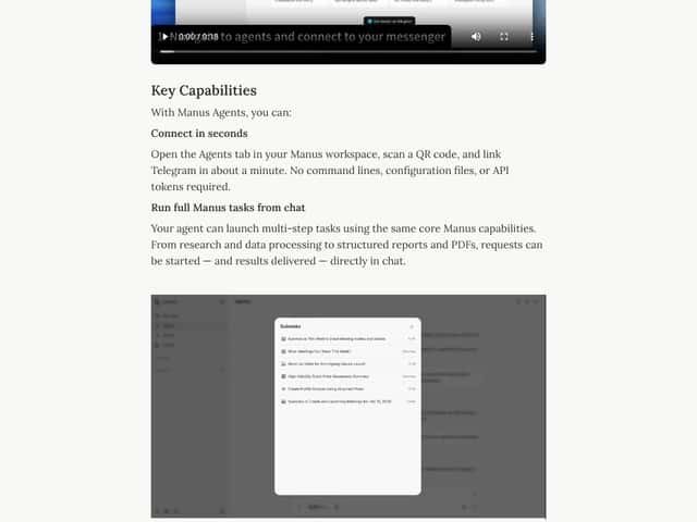 Manus Agents for Telegram interface