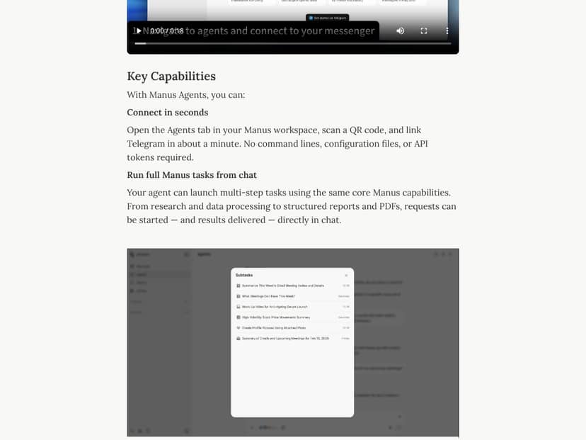 Manus Agents for Telegram interface