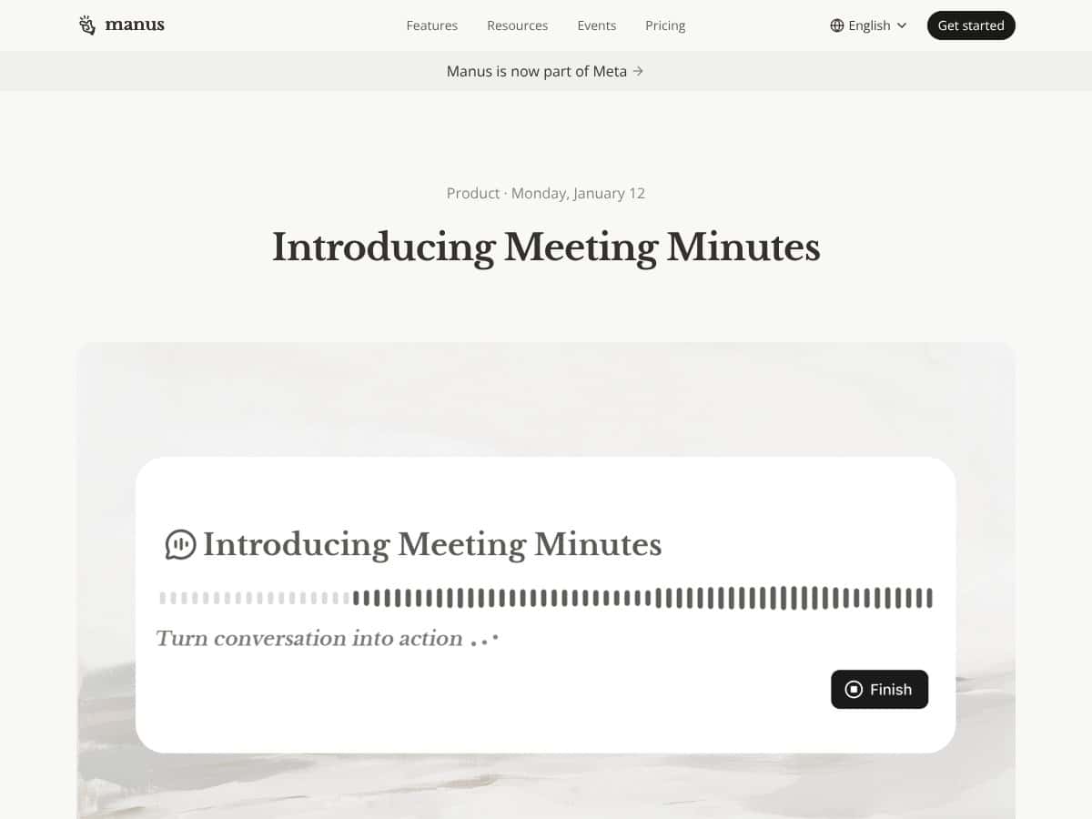 Manus Meeting Minutes screenshot