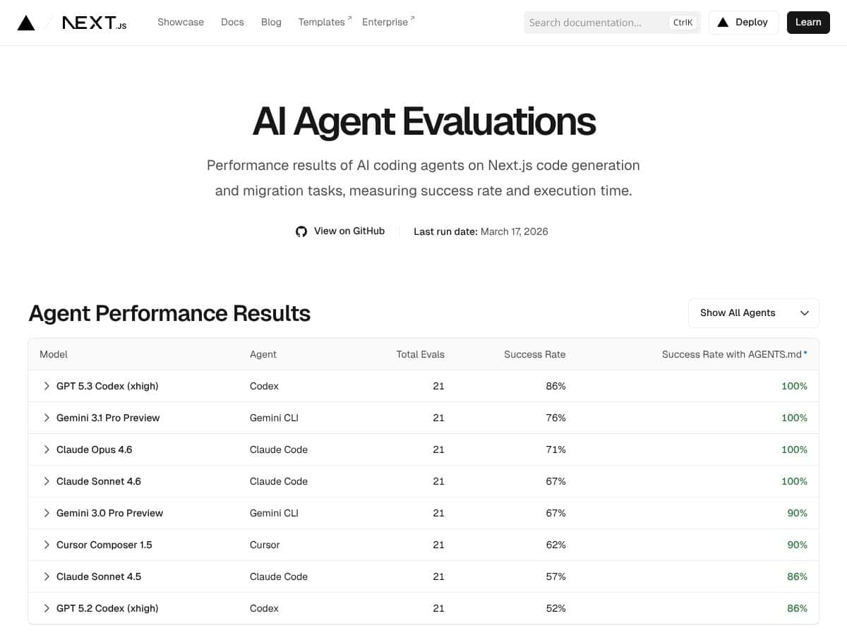 Next.js Evals screenshot