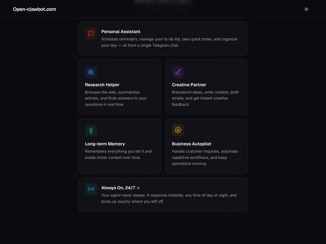 Open-clawbot.com interface