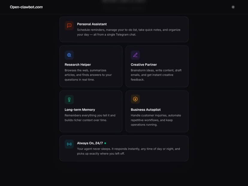 Open-clawbot.com interface