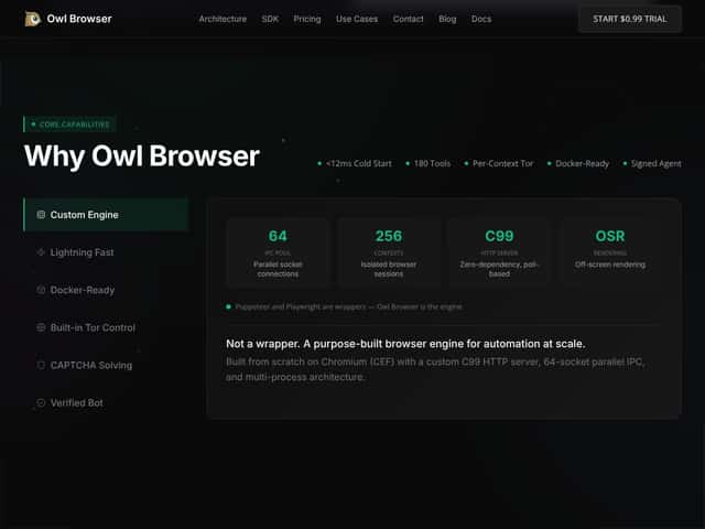 Owl Browser interface