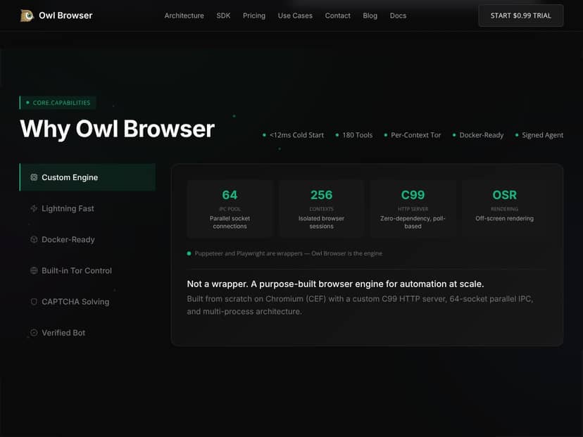 Owl Browser interface