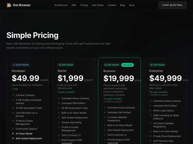 Owl Browser interface