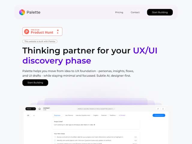 Palette interface