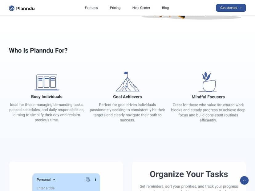 Planndu interface