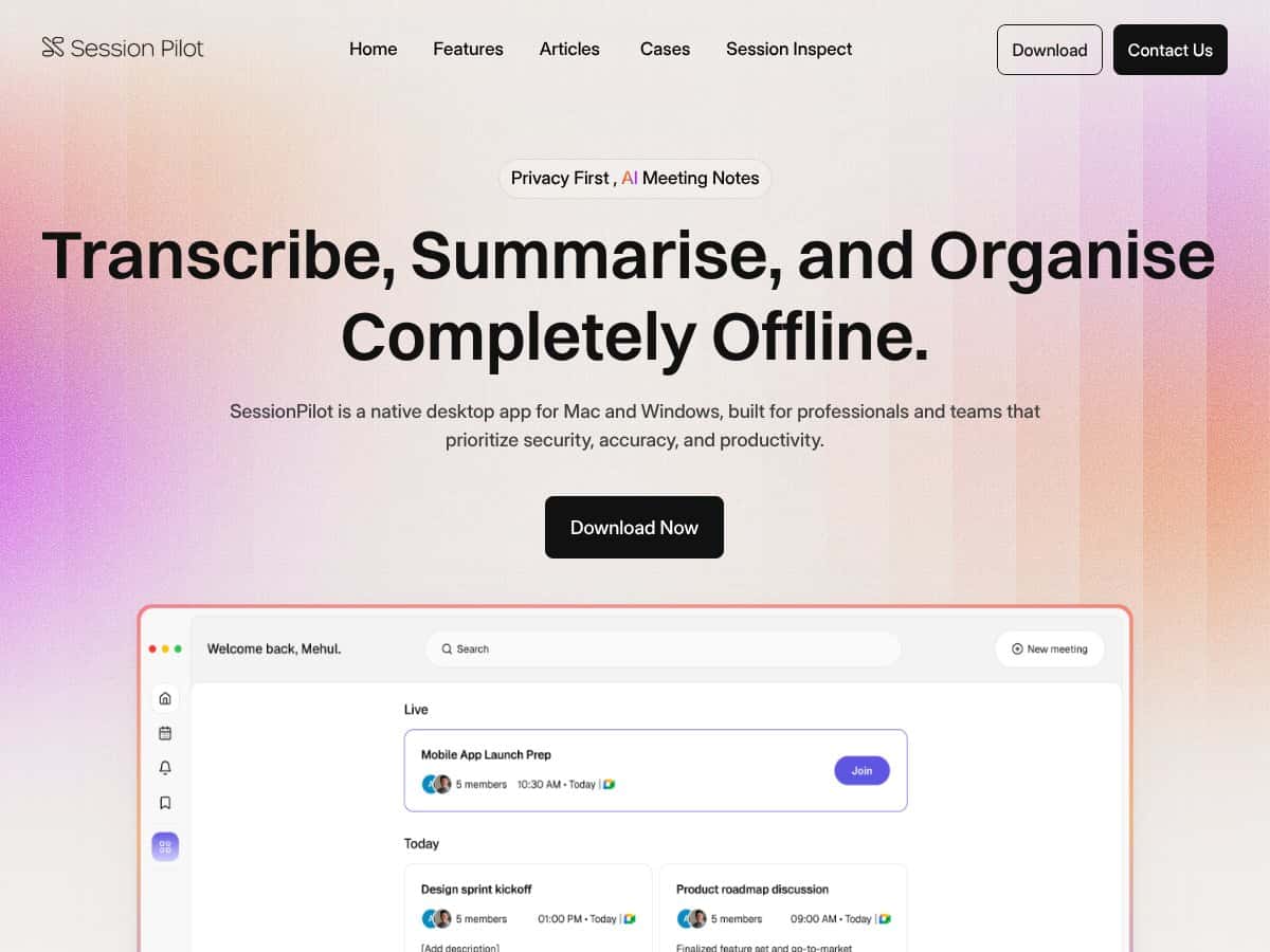 Session Pilot screenshot
