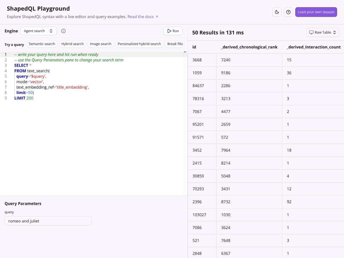 ShapedQL screenshot