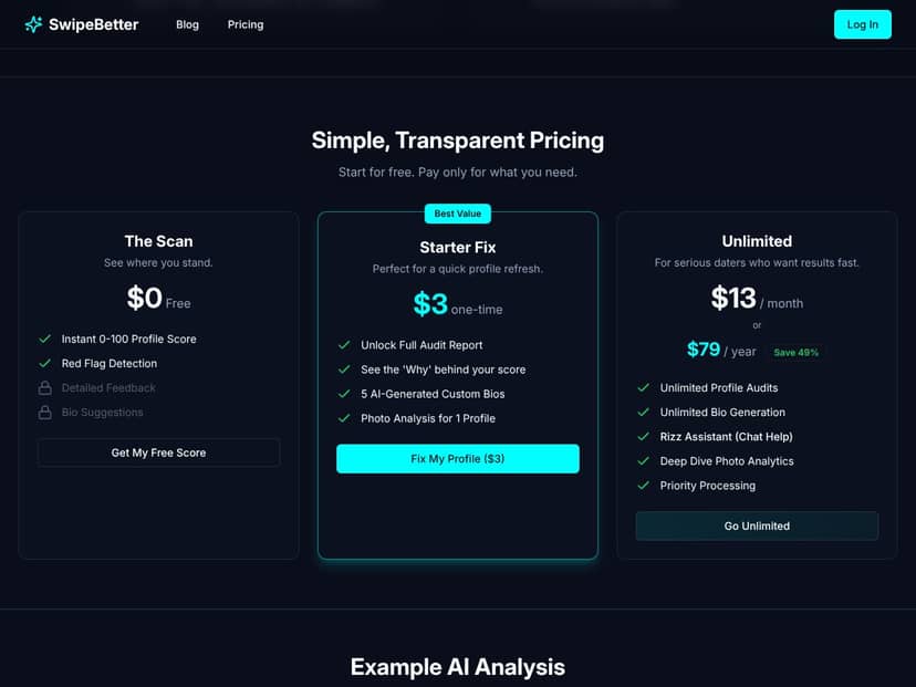 SwipeBetter interface