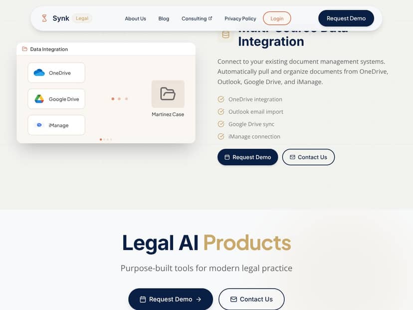 SYNK Legal interface