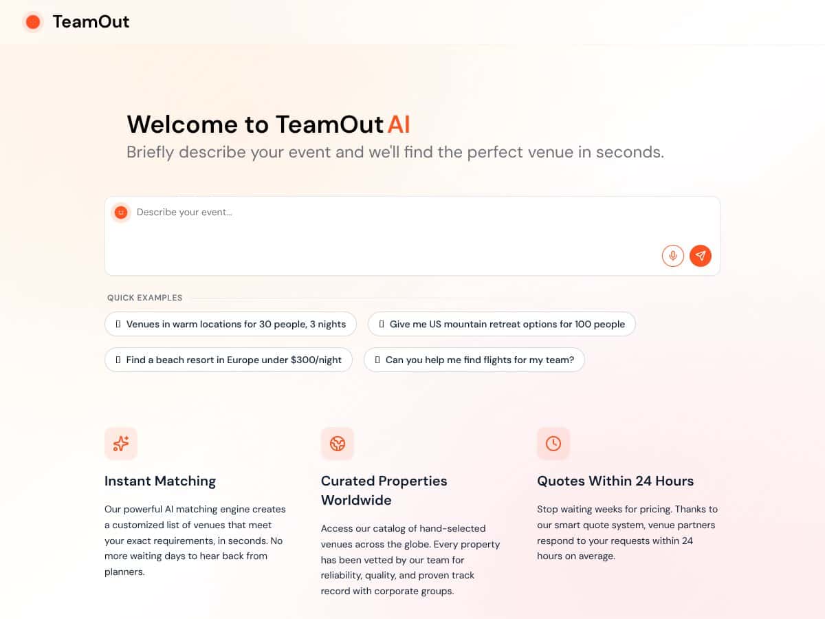 TeamOut AI screenshot