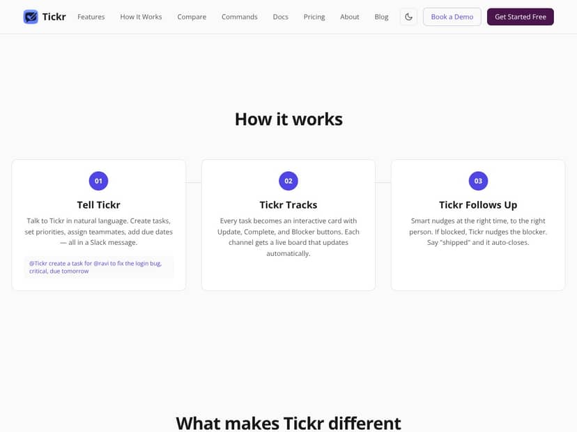 Tickr — Your AI PM, Inside Slack interface