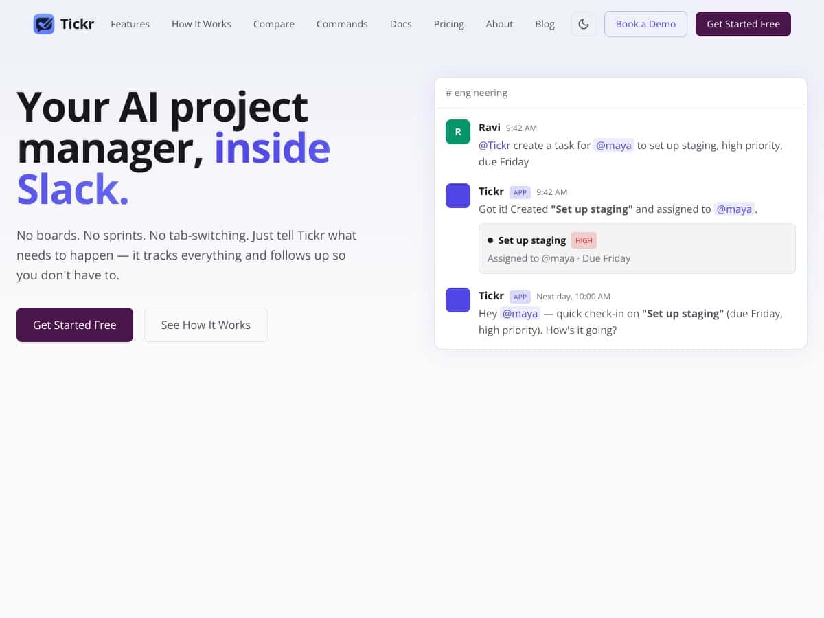 Tickr — Your AI PM, Inside Slack screenshot