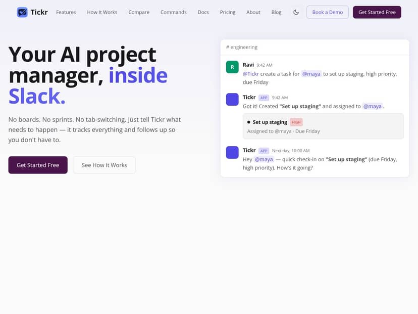 Tickr — Your AI PM, Inside Slack screenshot