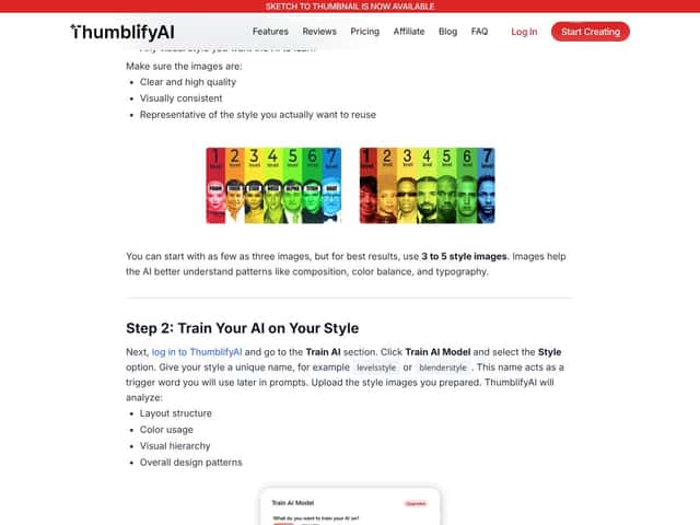 Train Custom AI on Face & Style interface