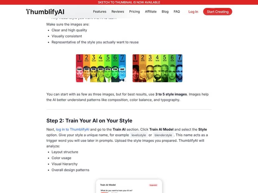Train Custom AI on Face & Style interface