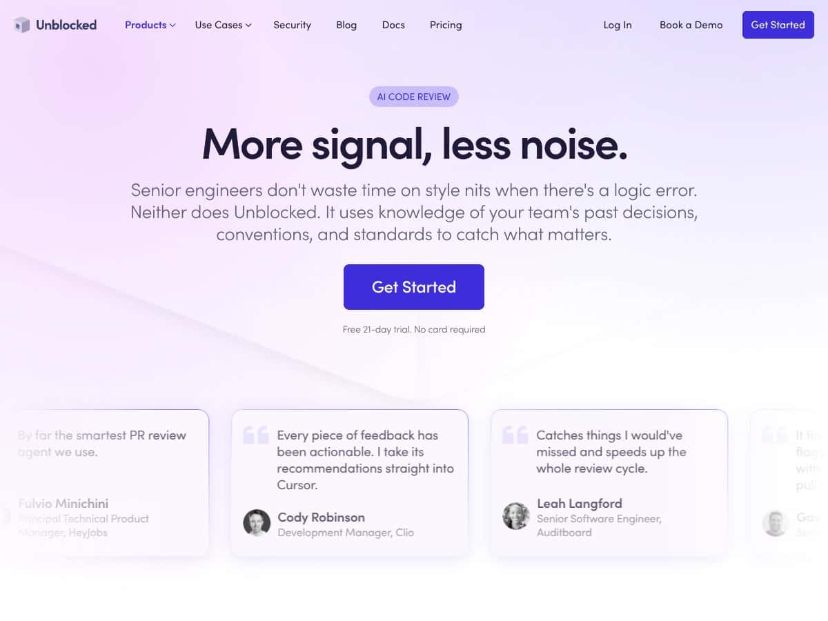 Unblocked Code Review screenshot