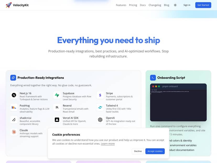 VelocityKit interface