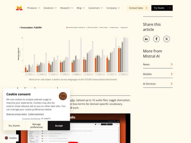 Voxtral Transcribe 2 by Mistral interface