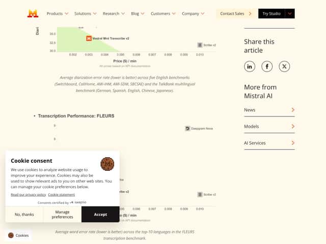 Voxtral Transcribe 2 by Mistral interface