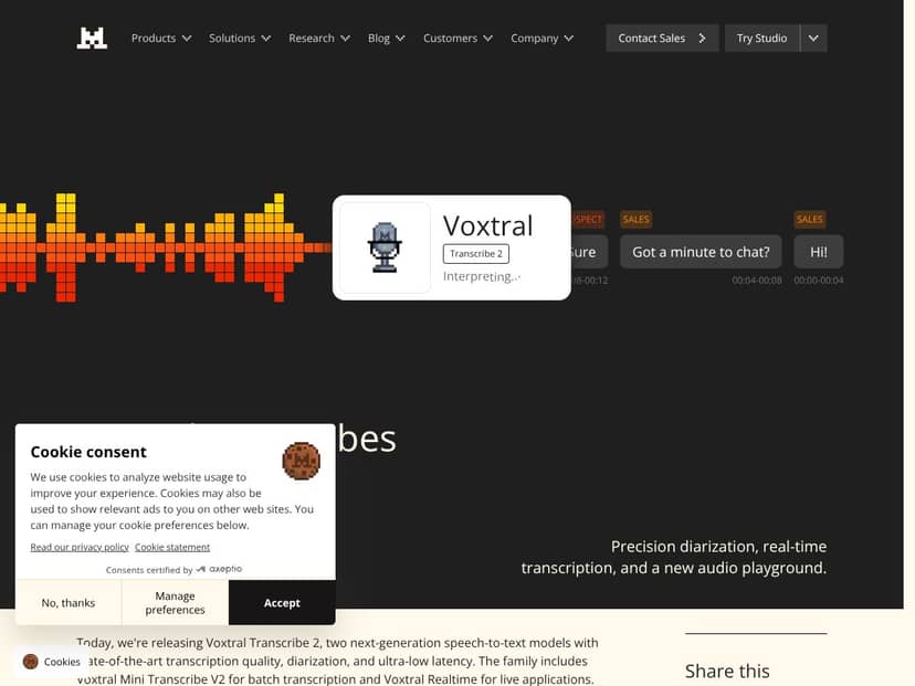 Voxtral Transcribe 2 by Mistral screenshot