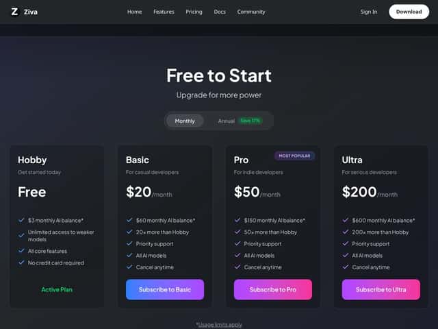 Ziva.sh interface