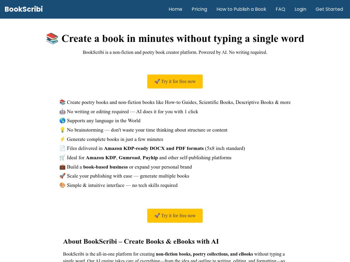 BookScribi Review – Effortless Book Creation with AI