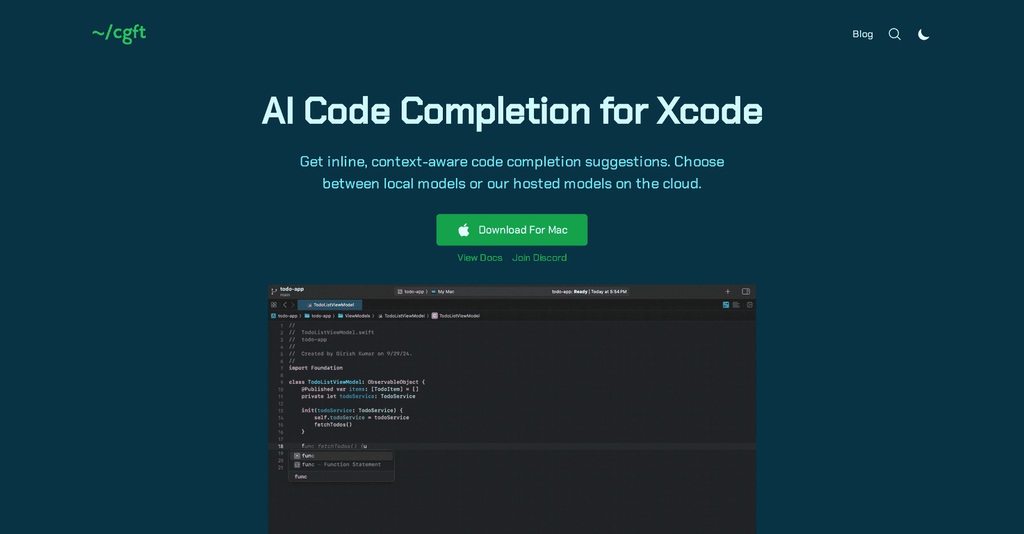 CGFT Review – Your Ultimate AI Code Assistant for Xcode