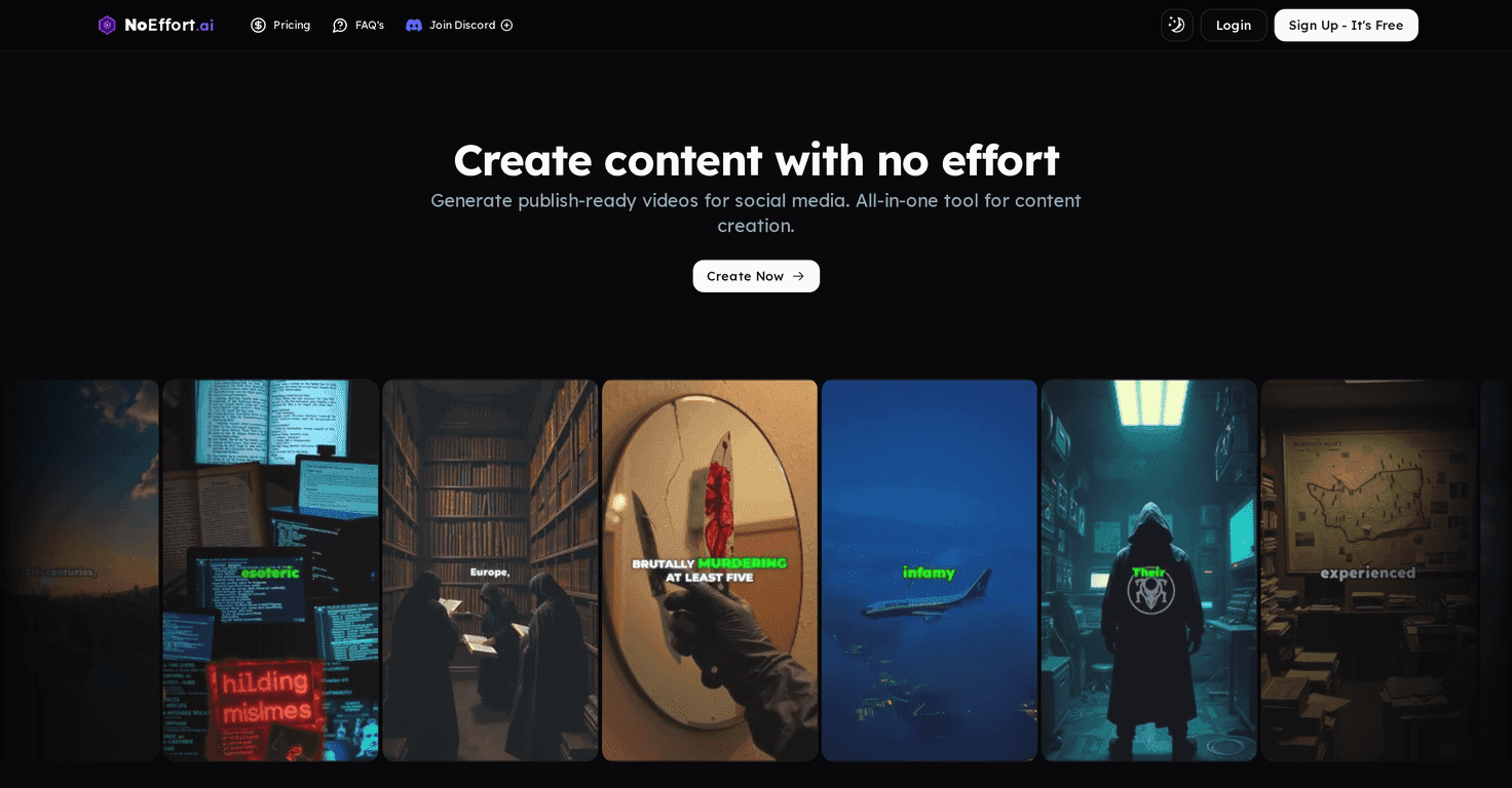 NoEffort AI Review – Create Stunning Videos Instantly