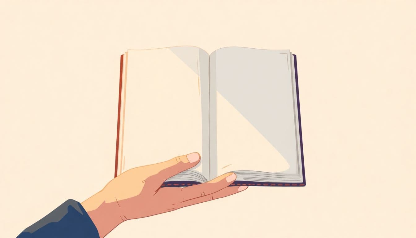 A person holding a closed, beautifully designed book against a soft, warm background, conveying a sense of creativity and inspiration.