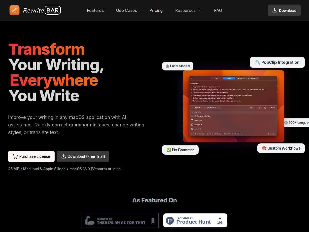 RewriteBar Review – Enhance Your Writing on macOS
