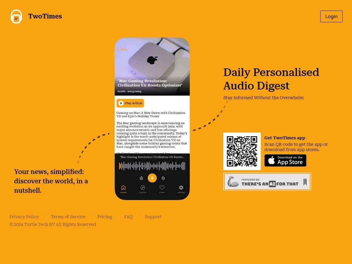 TwoTimes Review – An Easy Personal News Audio App