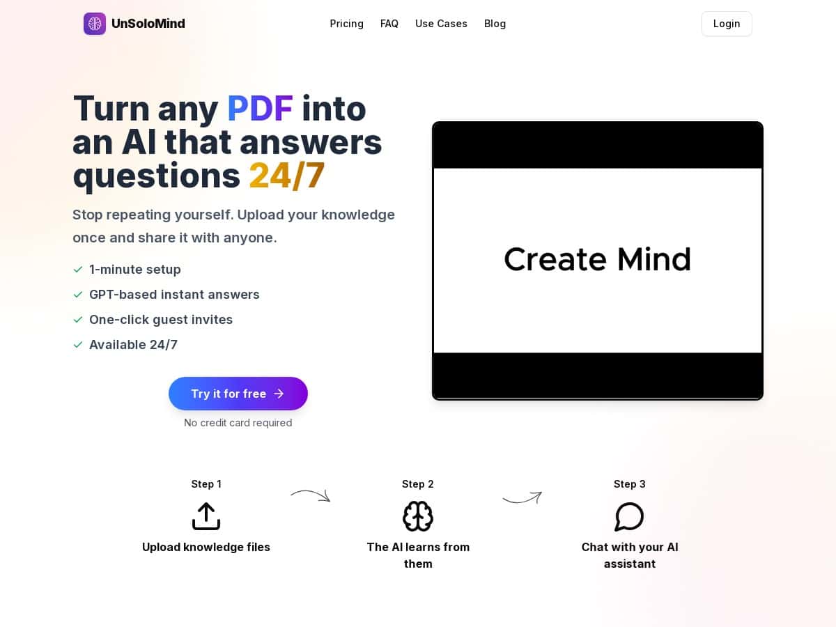 UnSoloMind Review – Effortless AI-Powered Knowledge Base
