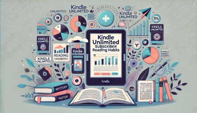 DALL·E 2024 10 09 15.16.02 An Illustrated Featured Image For The Topic Kindle Unlimited Subscriber Reading Habits. The Image Should Include A Modern And Engaging Look Focusin