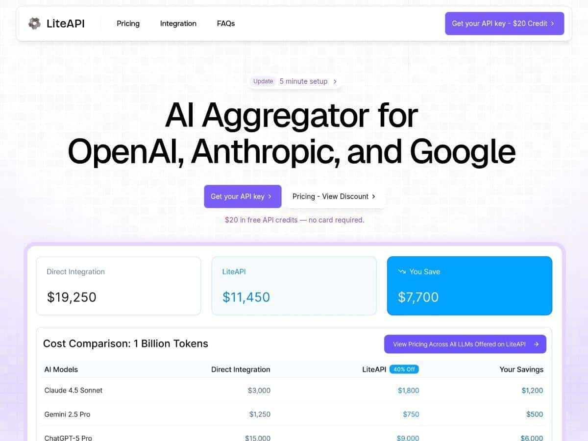LiteAPI Bewertung – KI-Integration vereinfachen und Kosten senken