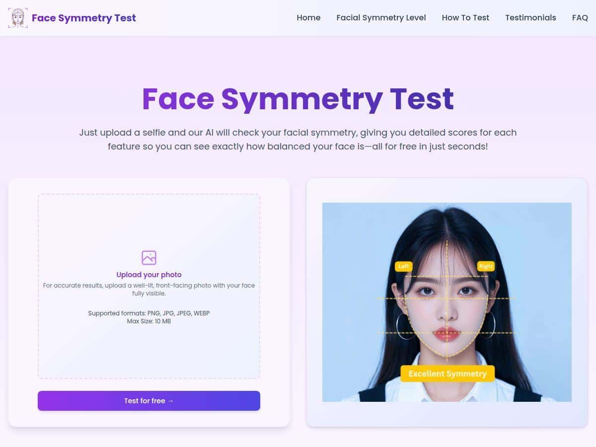 FaceSymmetryTest Bewertung – Ehrliche Rezension des kostenlosen KI-Tools