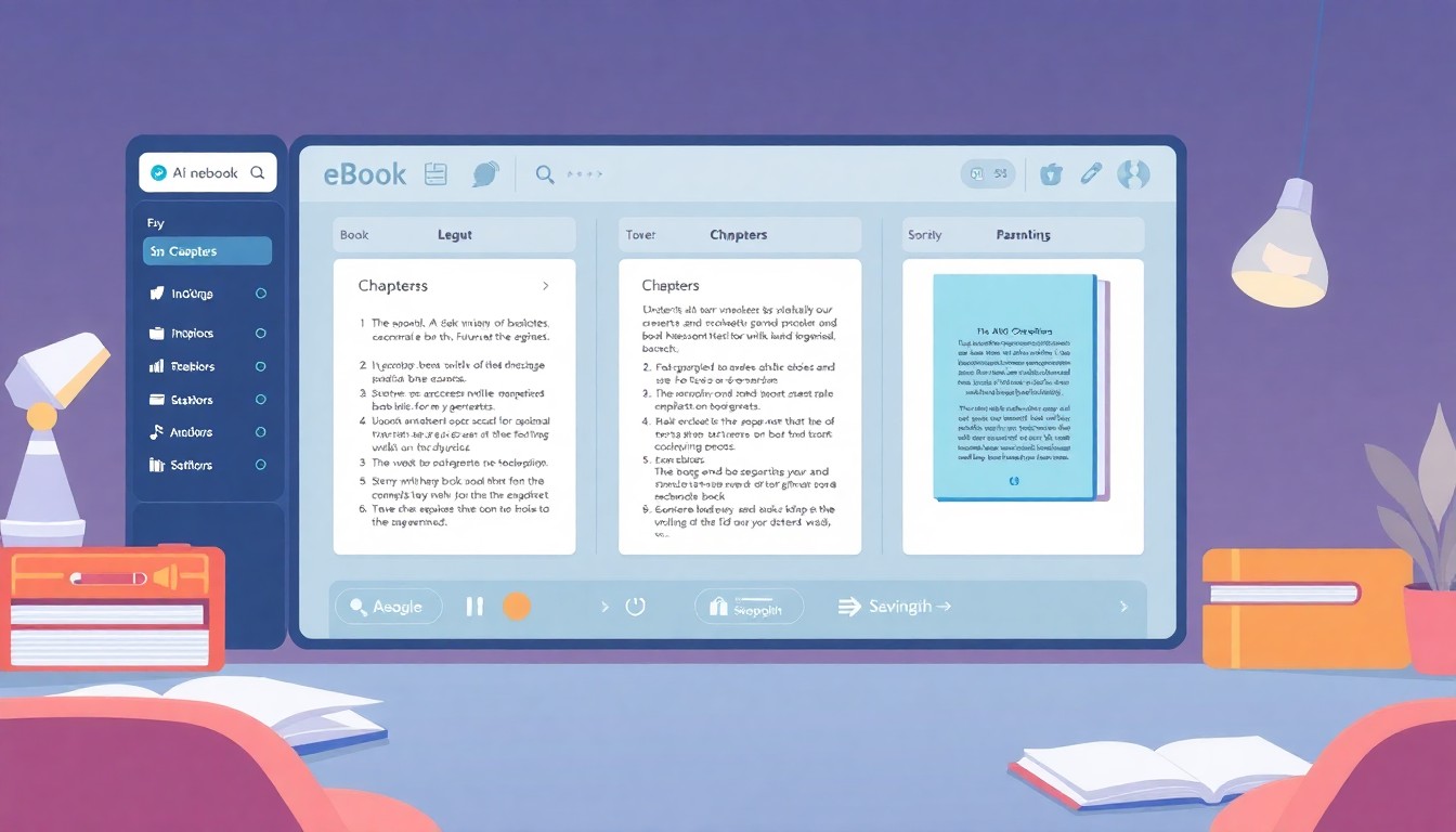 AI eBook Creator dashboard showing book generation process