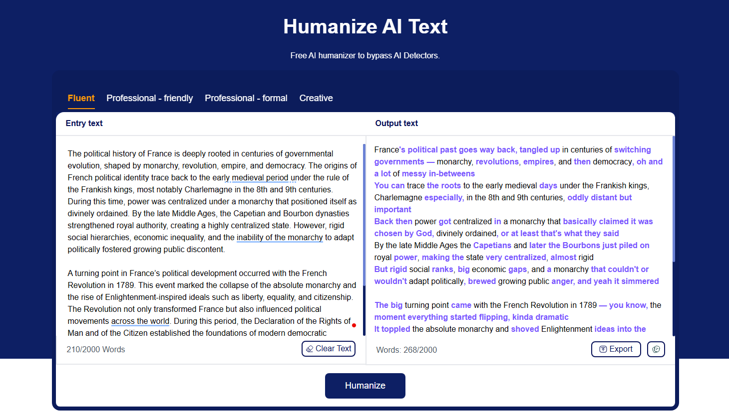 ChatGPT generated academic content for humanization