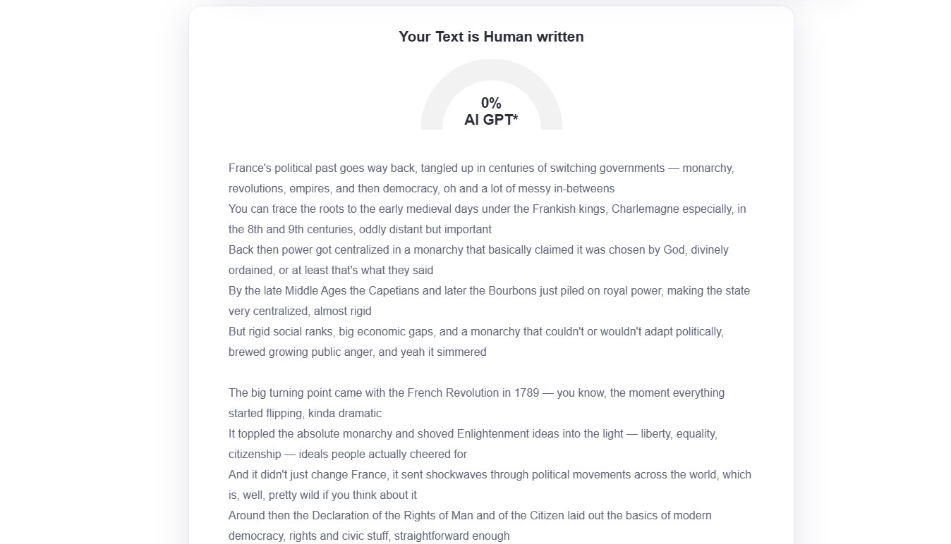 Humanized academic content output from Humanize AI Text