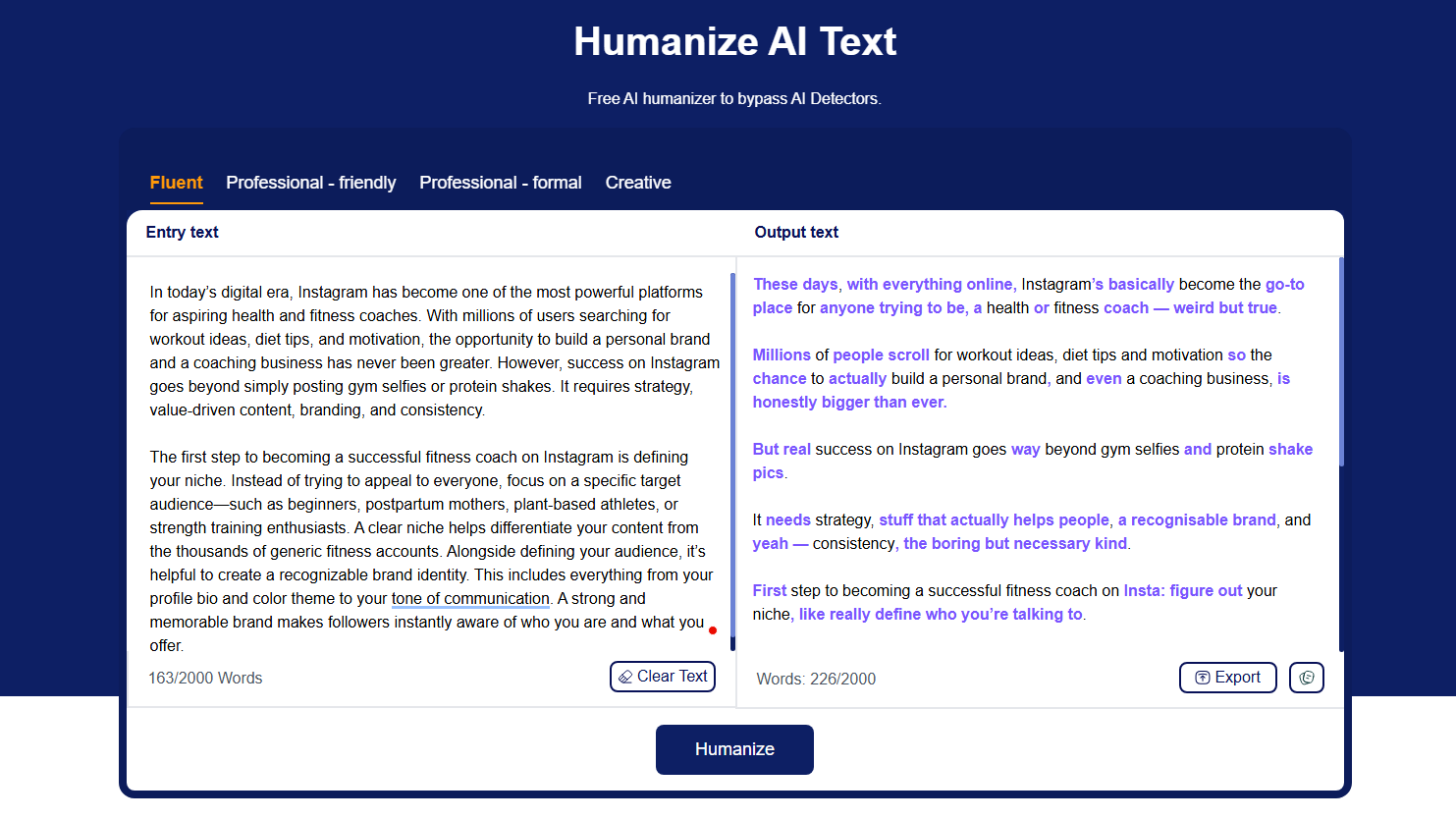 ZeroGPT detection results showing human content