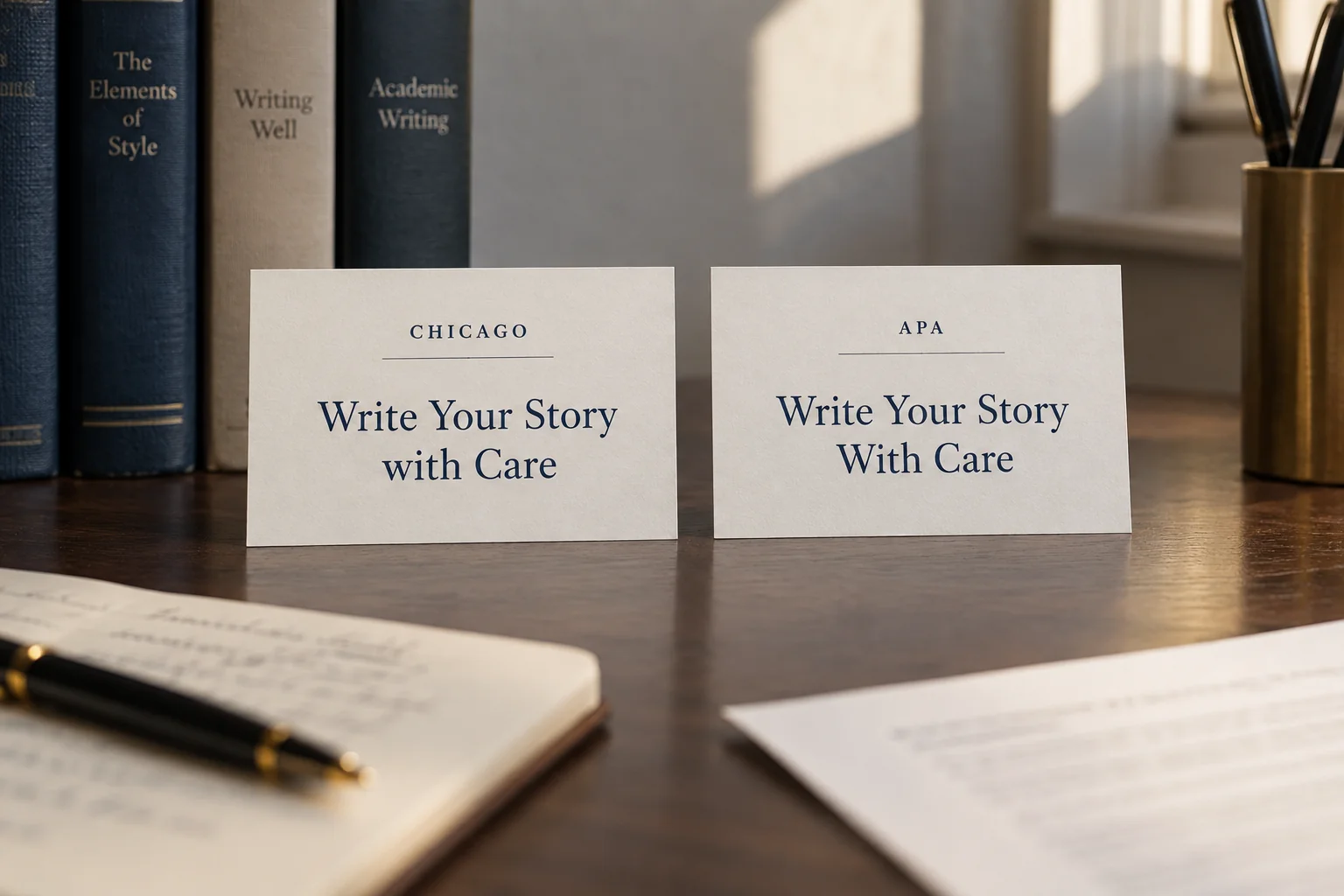 Chicago and APA title cards showing different treatment of “with”