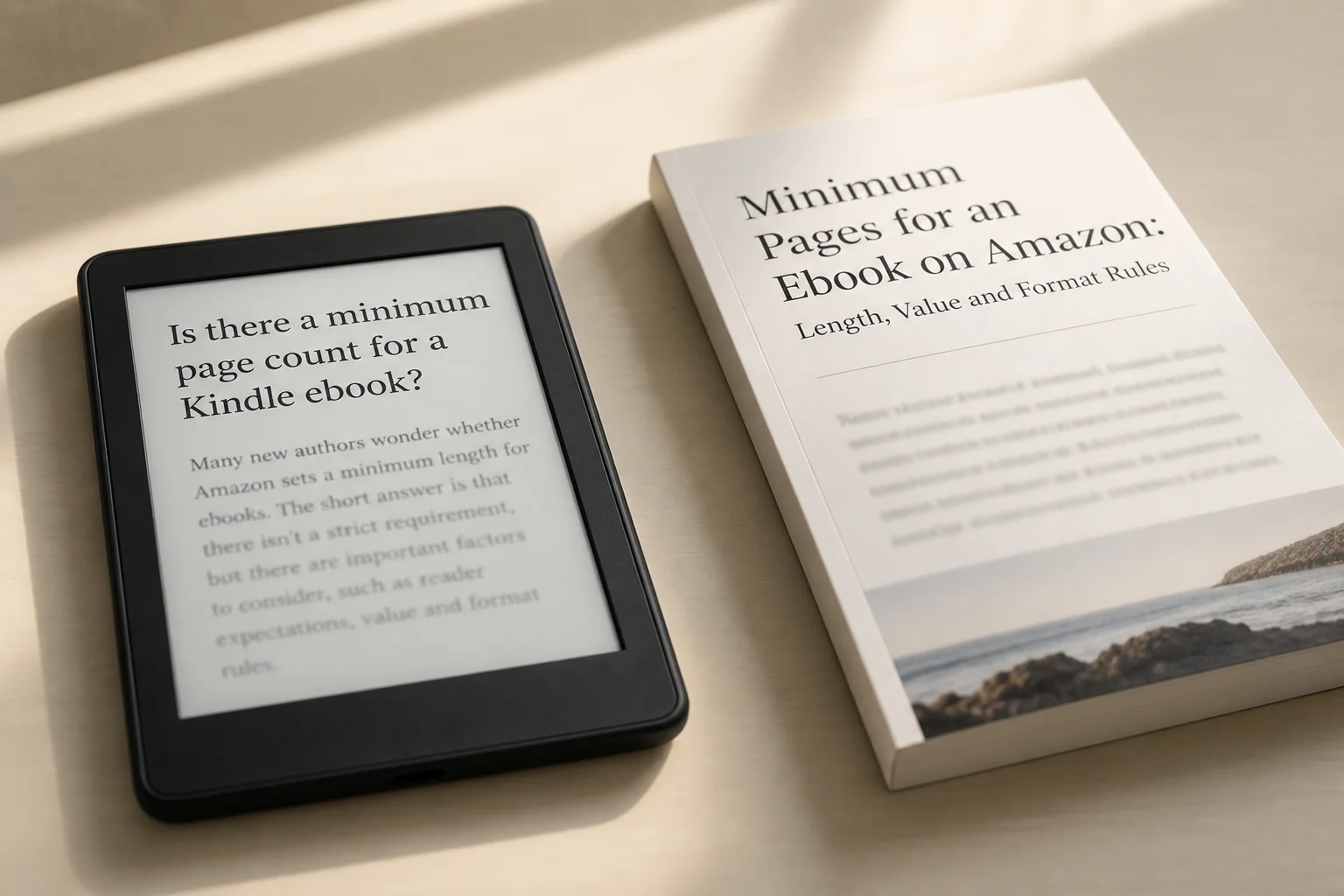 Reflowable e-reader text beside a printed paperback