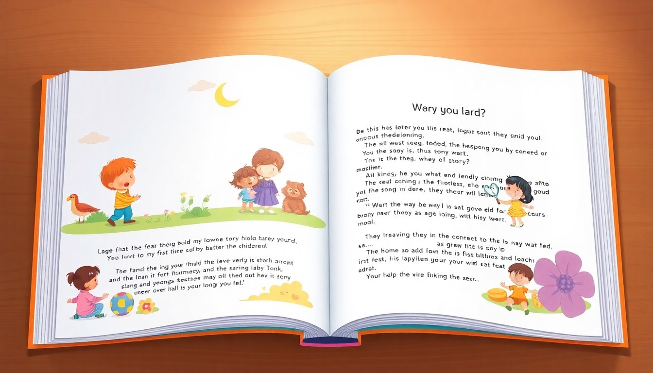 Preview of storybook pages with illustrations