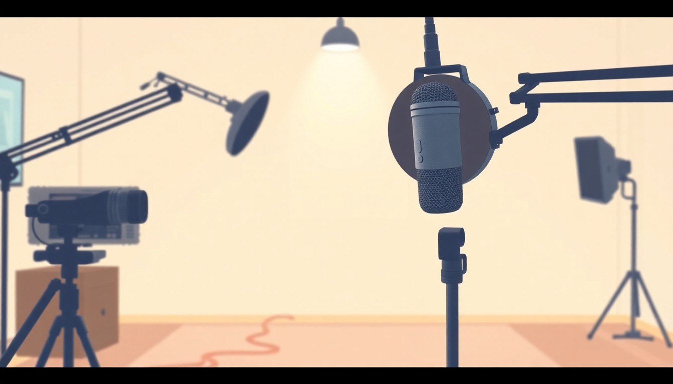 Professional recording setup with microphone and quiet environment