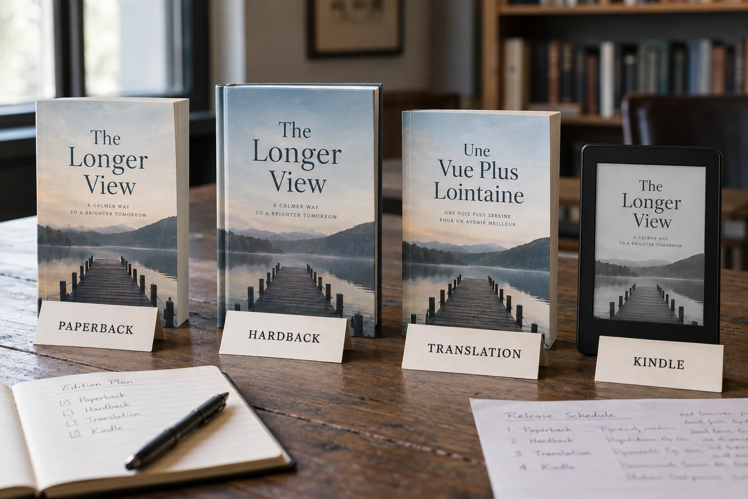 Paperback, hardback, translation and Kindle edition planning
