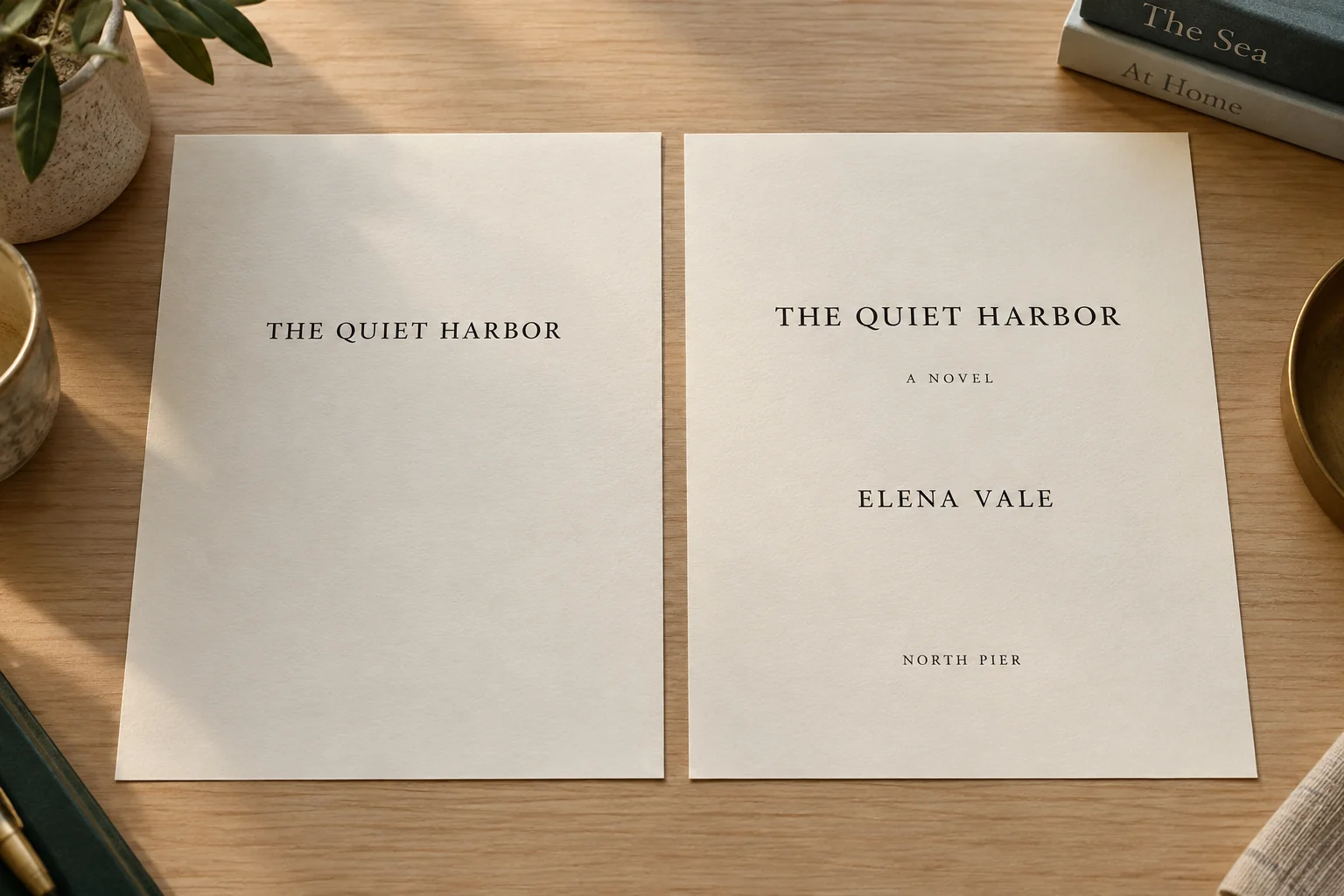 Title-only half title compared with a full title page
